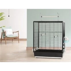 Cage Oiseaux Primo 60 Noir 80x50x115cm -Magasin De Fournitures Pour Oiseaux De Compagnie cage oiseaux primo 60 noir 80x50x115cm 12766 vadigran la cage primo 60 est une cage specialement concue pour les petits oiseaux 1 3
