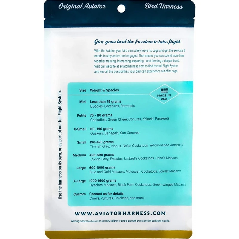 Harnais Pour Perroquet AVIATOR Small Bleu 3 Harnais Pour Perroquet AVIATOR Small Bleu – Image 3