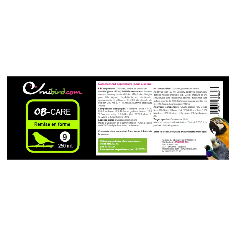 OB-CARE - Remise En Forme 250ml - Ornibird.com 2 OB-CARE - Remise En Forme 250ml - Ornibird.com – Image 2